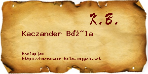 Kaczander Béla névjegykártya
